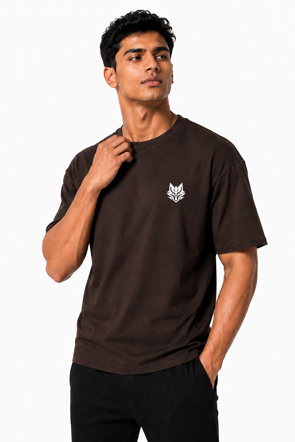 Blake Essence Brown Oversized T-Shirt Premium – Collar Detail